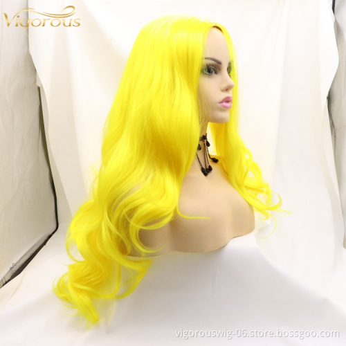 Vigorous Easy Install long wave curly non Lace Wig Natural Color Synthetic Wigs Heat Resistant Fiber Hair for women